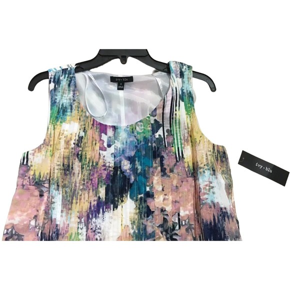 Ivy & Blu Sleeveless Shift Dress Graphic Floral Multicolor 8 Medium M NEW Pocket - Picture 4 of 16